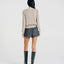 Nora Two Tone Henley Knit Sweater Oatmeal