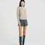 Nora Two Tone Henley Knit Sweater Oatmeal
