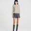 Nora Two Tone Henley Knit Sweater Oatmeal