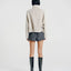 Wool Funnel-Neck Double-Breasted Coat Beige
