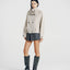 Wool Funnel-Neck Double-Breasted Coat Beige