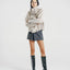 Wool Funnel-Neck Double-Breasted Coat Beige