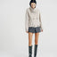 Wool Funnel-Neck Double-Breasted Coat Beige