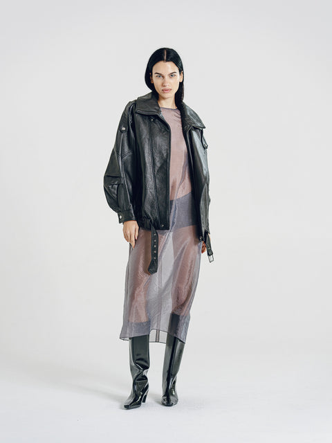 Tatum Leather Relaxed Moto jacket