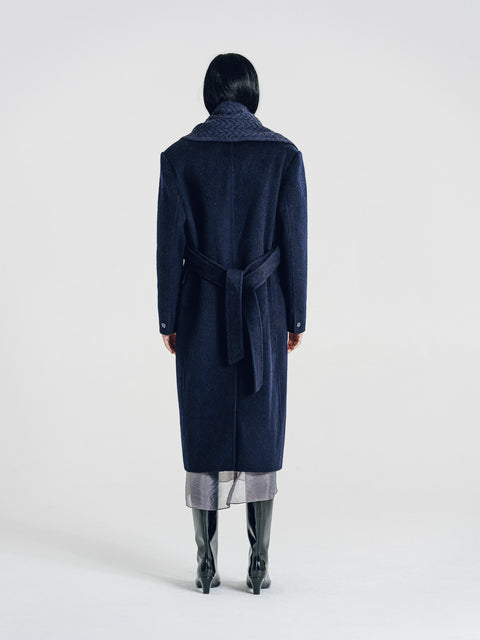 Mora Alpaca Wool Coat and Vest Set Navy