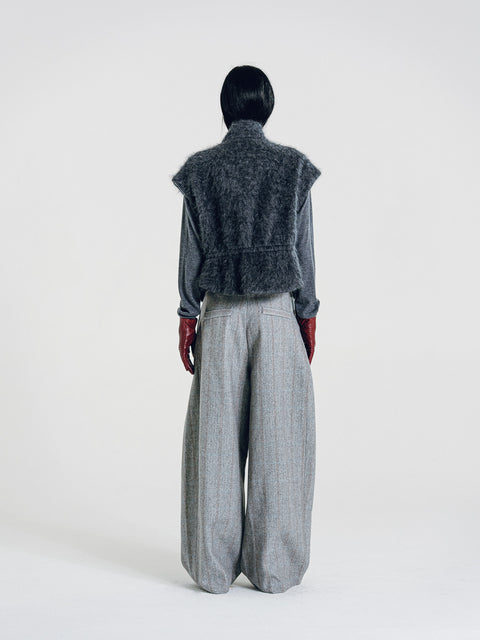 Brushed Wool-Cashmere Zipper Vest Charcoal