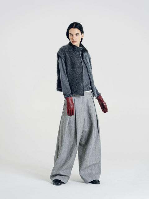 Nora Two Tone Henley Knit Sweater Gray