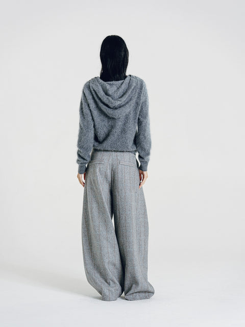 Ellis Brushed Cashmere-Wool Hooded Sweater Gray