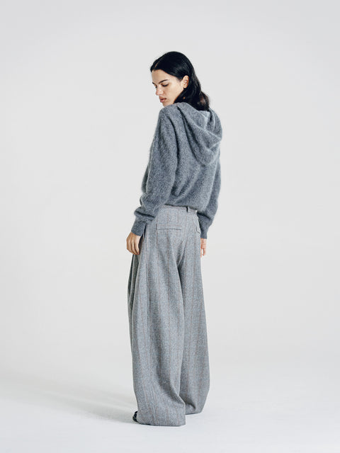 Ellis Brushed Cashmere-Wool Hooded Sweater Gray