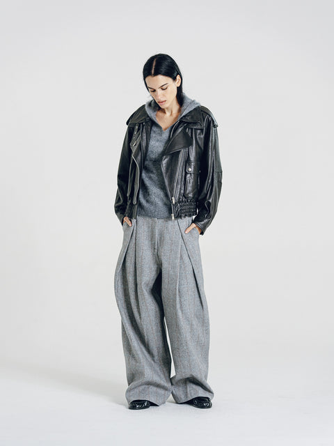 Hayes Herringbone Tweed Wide Leg Pants (Pre-Order)