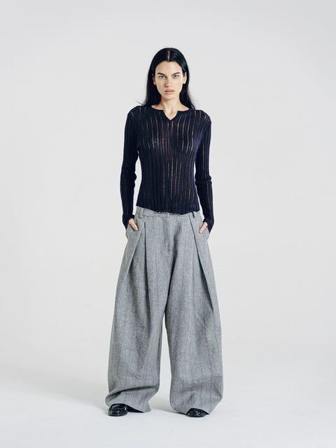 Semi-Sheer Ladder Stitch Sweater Black