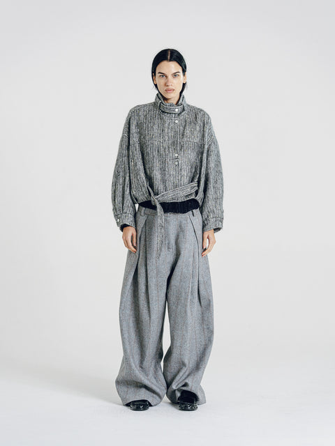 Mohair-Wool Blend Tweed Jacket Gray