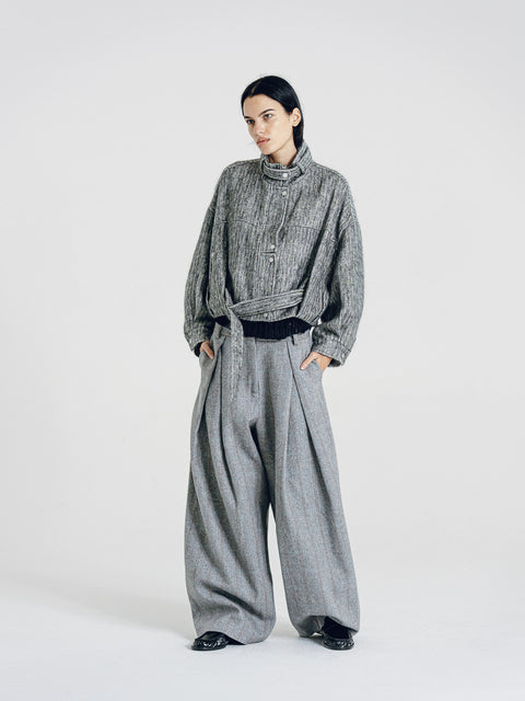 Mohair-Wool Blend Tweed Jacket Gray