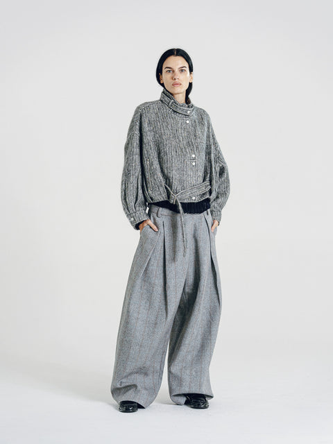 Mohair-Wool Blend Tweed Jacket Gray