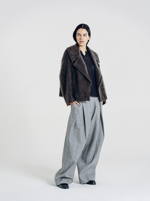 Brushed Wool-Cashmere Peacoat Graphite