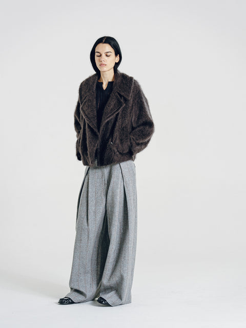 Brushed Wool-Cashmere Peacoat Graphite