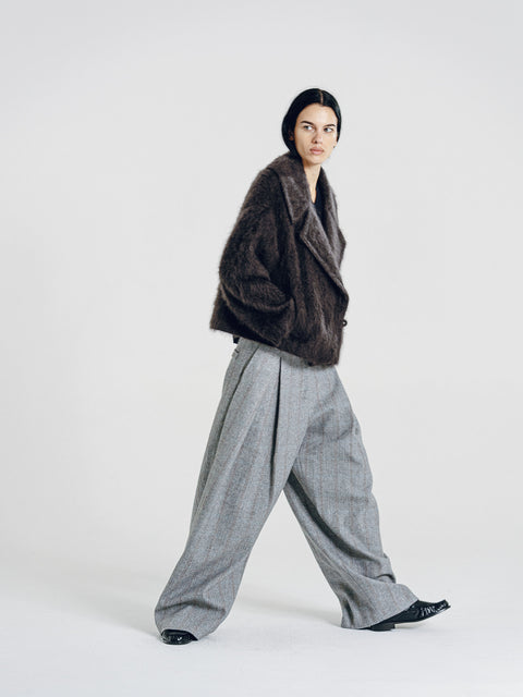 Brushed Wool-Cashmere Peacoat Graphite