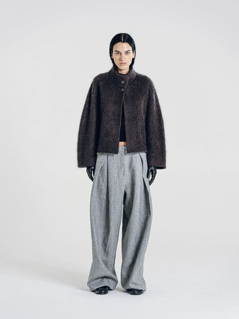 Brushed Wool-Cashmere Jacket Charcoal