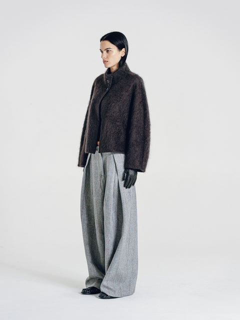 Brushed Wool-Cashmere Jacket Charcoal