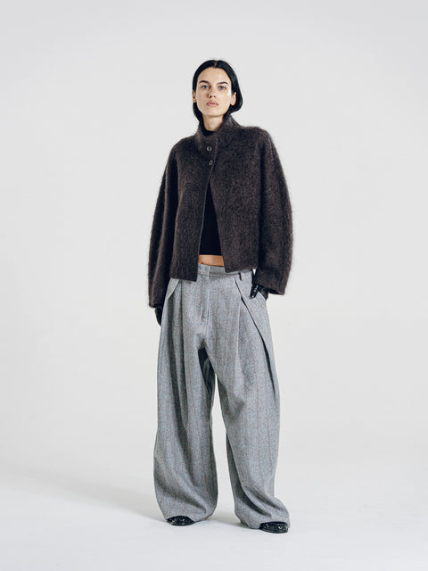 Brushed Wool-Cashmere Jacket Charcoal