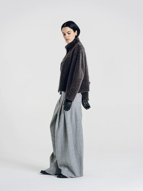 Brushed Wool-Cashmere Jacket Charcoal