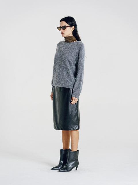 Blake Brushed Wool-Cashmere Sweater Gray