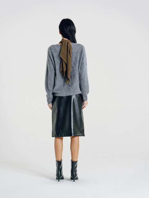 Blake Brushed Wool-Cashmere Sweater Gray
