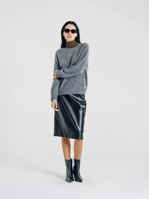 Blake Brushed Wool-Cashmere Sweater Gray