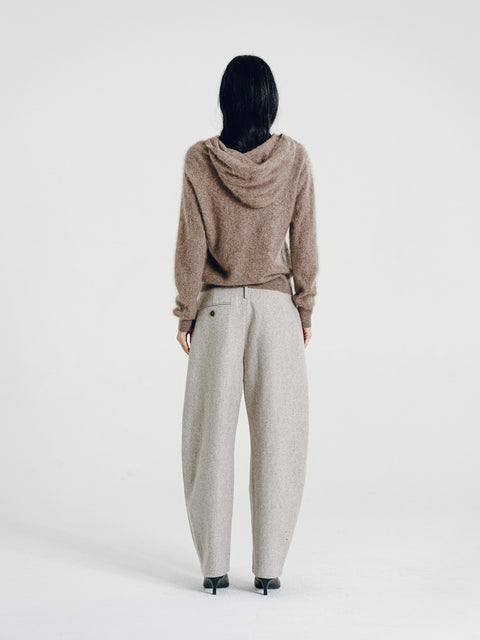 Ellis Brushed Cashmere-Wool Hooded Sweater Taupe