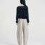 Nora Two Tone Henley Knit Sweater Black