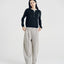 Nora Two Tone Henley Knit Sweater Black