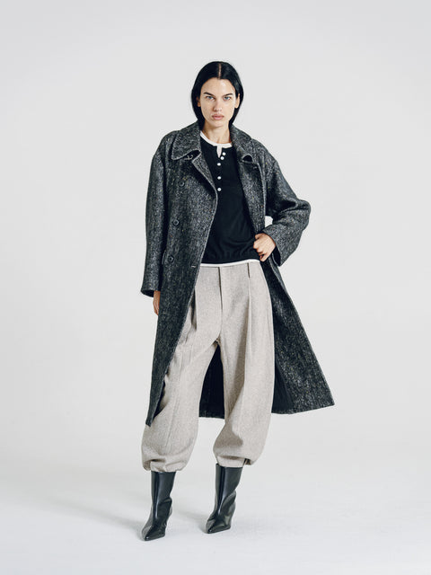 Mohair-Wool Blend Tweed Overcoat