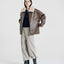 Drew Brown Leather Shearling Aviator Jacket