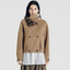 Wool Funnel-Neck Double-Breasted Coat Camel