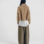 Wool Funnel-Neck Double-Breasted Coat Camel