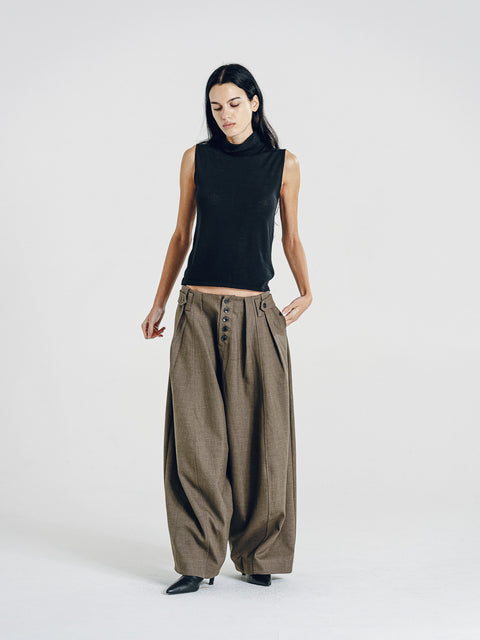 Robin Olive-Brown Wide-Leg Trousers