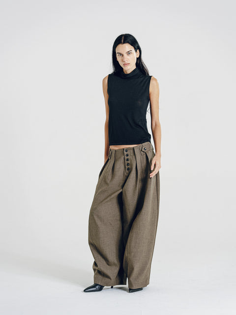 Robin Olive-Brown Wide-Leg Trousers