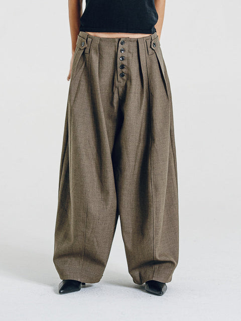 Robin Olive-Brown Wide-Leg Trousers