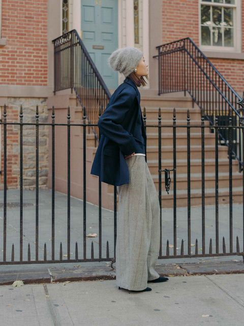 Hayes Herringbone Tweed Wide Leg Pants