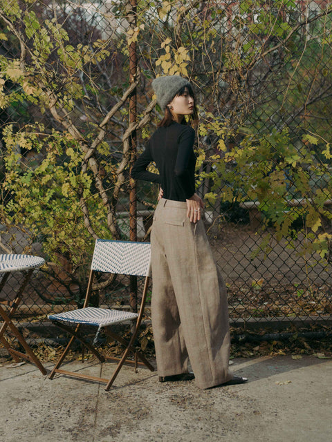 Hayes Herringbone Tweed Wide Leg Pants