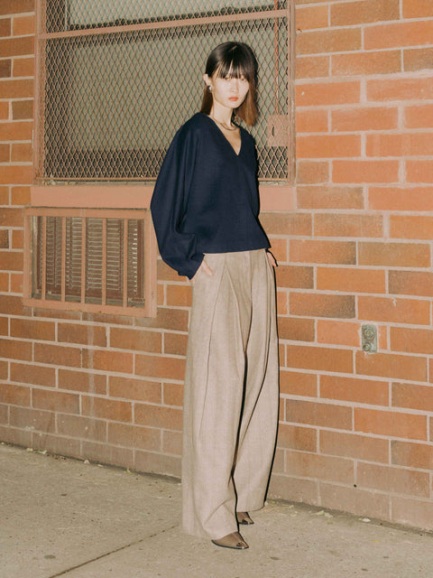 Hayes Herringbone Tweed Wide Leg Pants