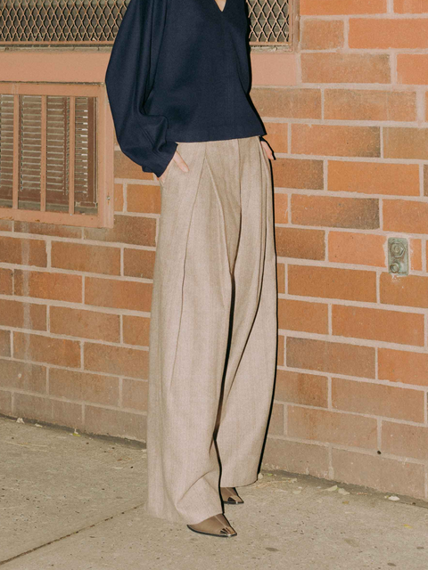 Hayes Herringbone Tweed Wide Leg Pants