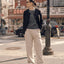 Sora Two tone Wool Blend Knit Top Gray