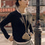 Sora Two tone Wool Blend Knit Top Black