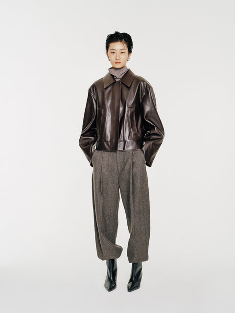 Cooper V-leather Cropped Jacket