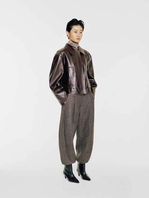 Cooper V-leather Cropped Jacket