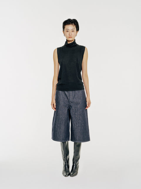 LT25079 Funnel-Neck Wool Tank Top