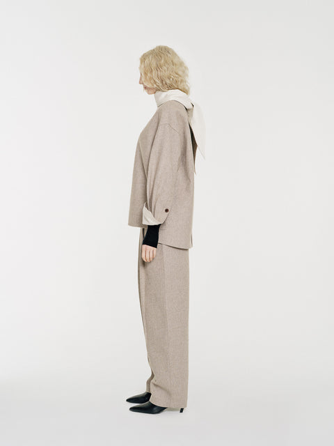August Structured Wool Trousers Beige (Pre-Order)