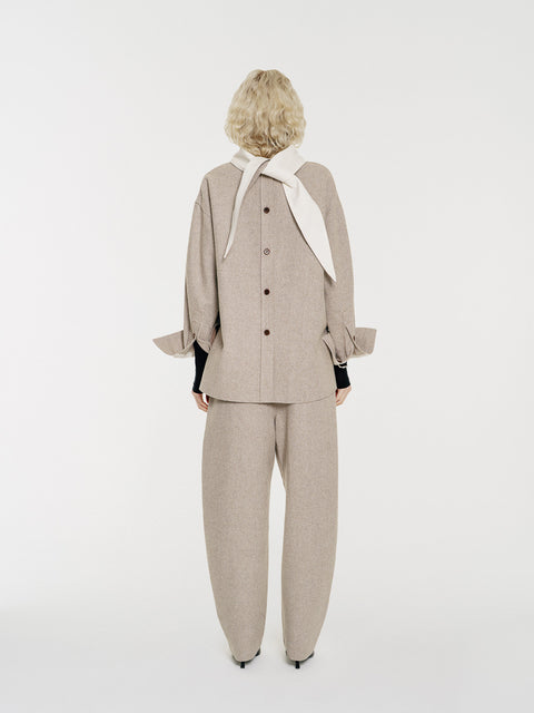 August Structured Wool Trousers Beige (Pre-Order)