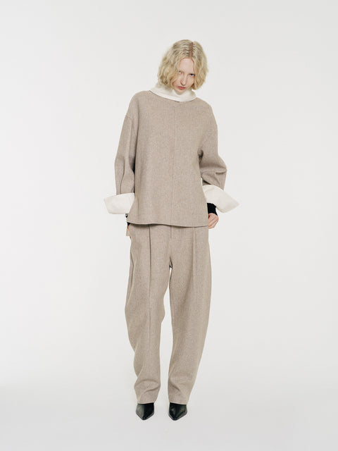 August Structured Wool Trousers Beige (Pre-Order)